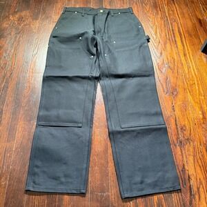 Carhartt B01 Pants Mens 36x32 Black Loose Straight Firm Duck Double Knee Work